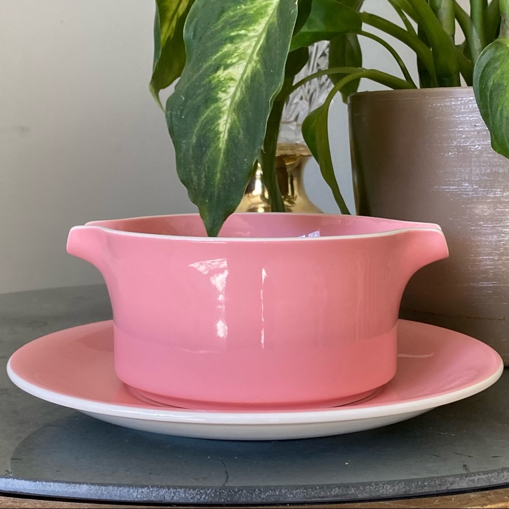 Vintage Mikasa Accents pink pink gravy bowl and plate platter